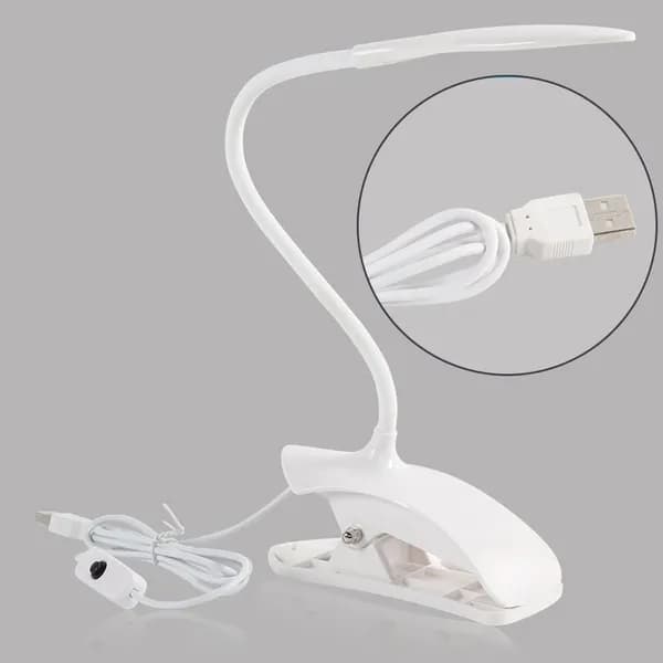 USB LED 클램프 스탠드 화이트 집게형 자바라 1개