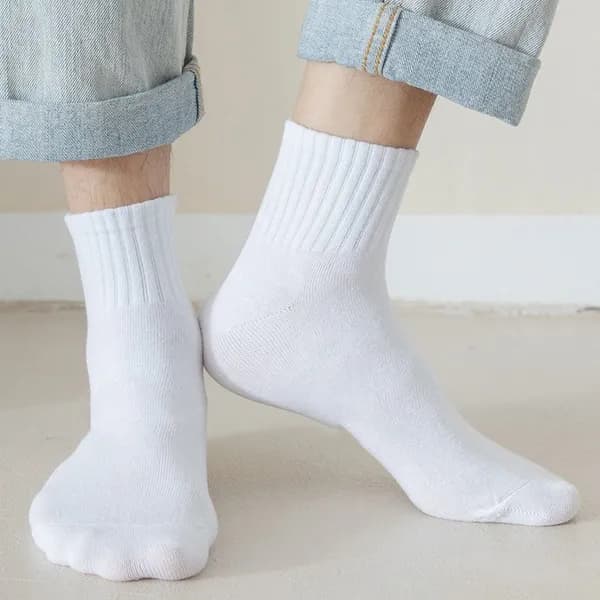 남녀공용 사계절 무지 중목 긴목 양말 화이트 FREE 10컬레