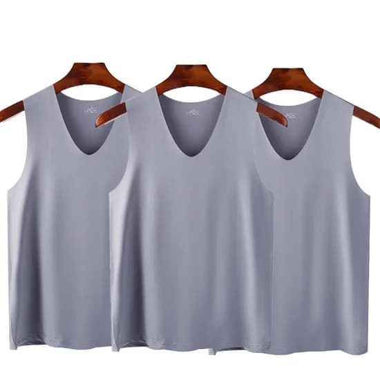 심리스 V넥 남성 쿨 나시, 그레이, 3XL, 3개