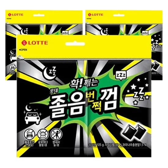 롯데제과 졸음번쩍껌 트윈리필 105g 3개