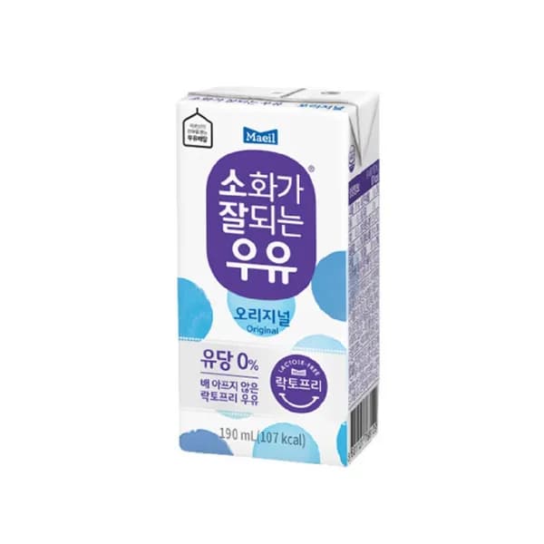 매일유업 소화가 잘되는 멸균우유 락토프리 190ml 48개