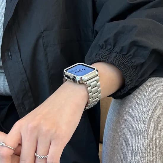 JDECO 애플워치 베이직 메탈 스트랩 밴드, 블랙, 44mm, 1개