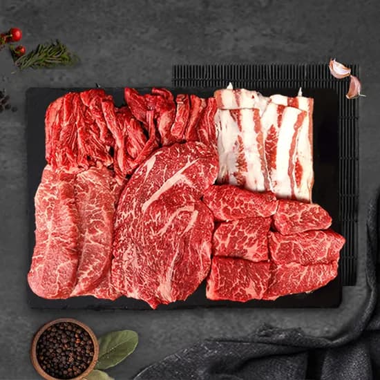 파파네 산더미 소고기 세트, 우삼겹 200g + 부채살 200g + 토시살 200g + 갈비살 200g + 등심 200g, 1kg, 1세트