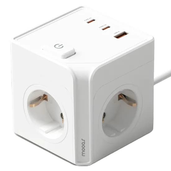 무아스 더 큐브 마그넷 3구 USB 고용량 멀티탭, 화이트, 1.5m, 1개