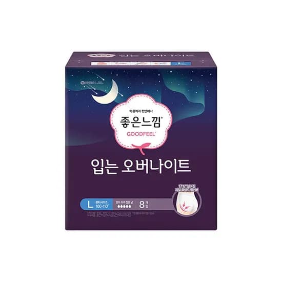 좋은느낌 오리지널 입는 오버나이트, 대형, 8개입, 3팩