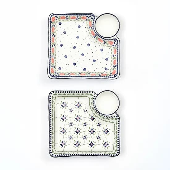 폴라브 도자기 만두접시, 로즈+클로버, 19cm, 2P, 1개