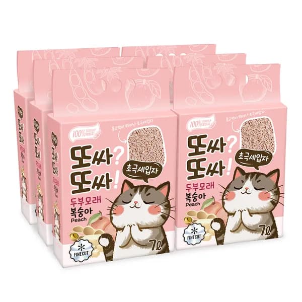 또싸또싸 고양이 두부모래 초극세입자 복숭아 7L 6개