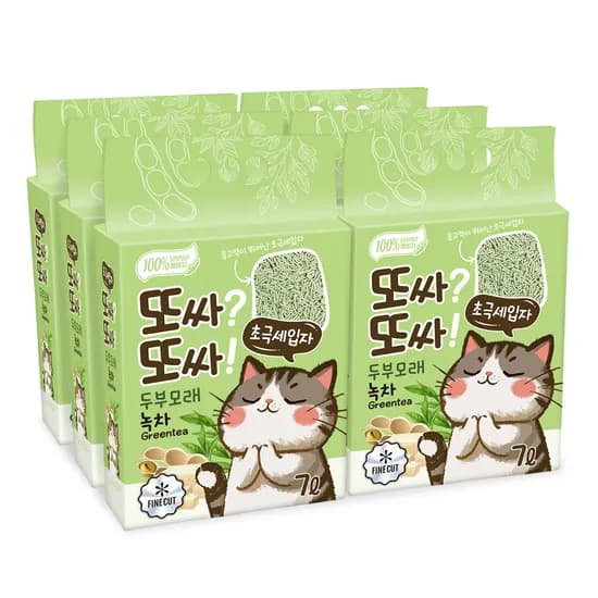 또싸또싸 고양이 두부모래 초극세입자, 녹차, 7L, 6개