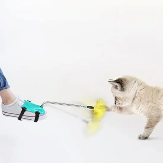 뽀뇨링 고양이 벨크로 깃털 장난감, 블루, 1개
