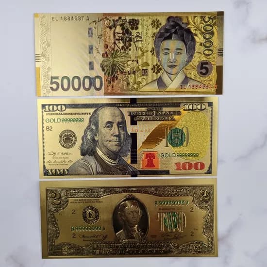 황금 복돈 세뱃돈 개업식 부적 5만원 행운의 2달러, 금박 5만원, 1장