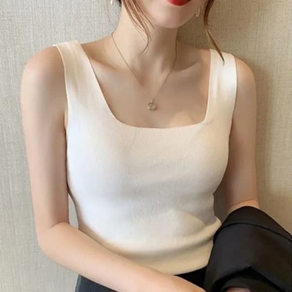U넥 슬리브리스 티셔츠 화이트 1개