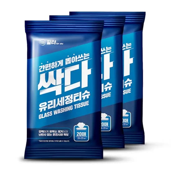 싹다 유리세정티슈, 60매, 3개