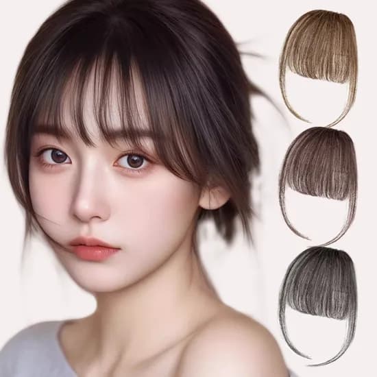 자연스러운 시스루 인모 앞머리 가발, 라이트브라운, 1개