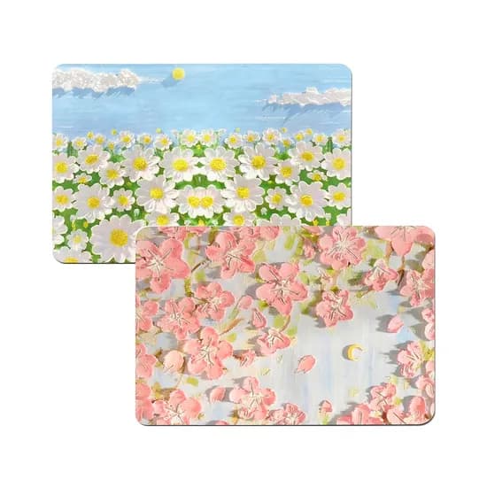 할인바이할인 복을 부르는 규조토 플라워 발매트, 60x40cm, 데이지(행복) 1개 + 벚꽃(인연) 1개, 2개