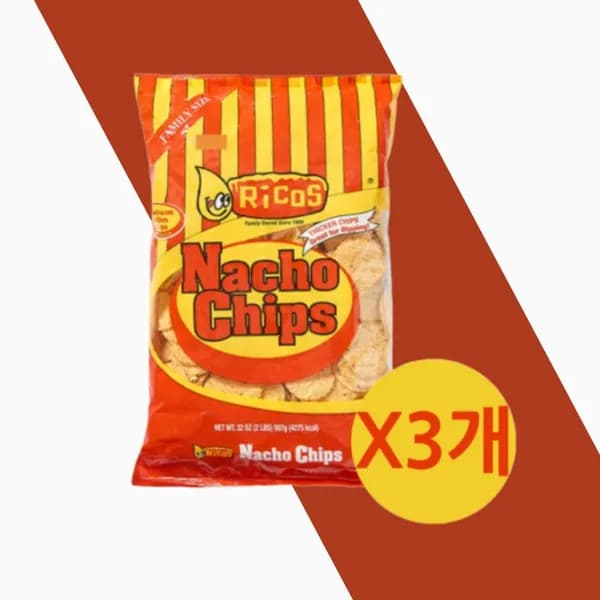 리코스 라운드 나쵸칩 454g 3개