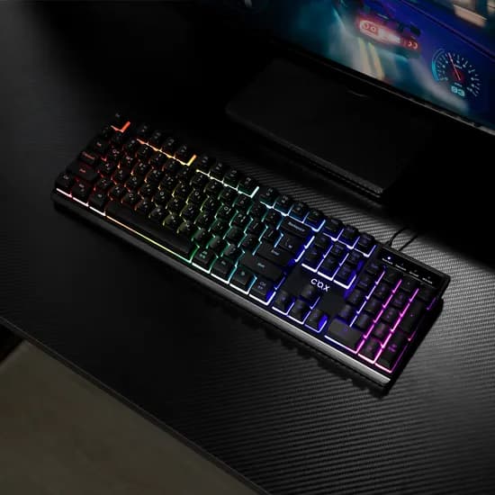 콕스 저소음 멤브레인 오피스 게이밍 LED 키보드 CKM400K, 블랙, 멤브레인