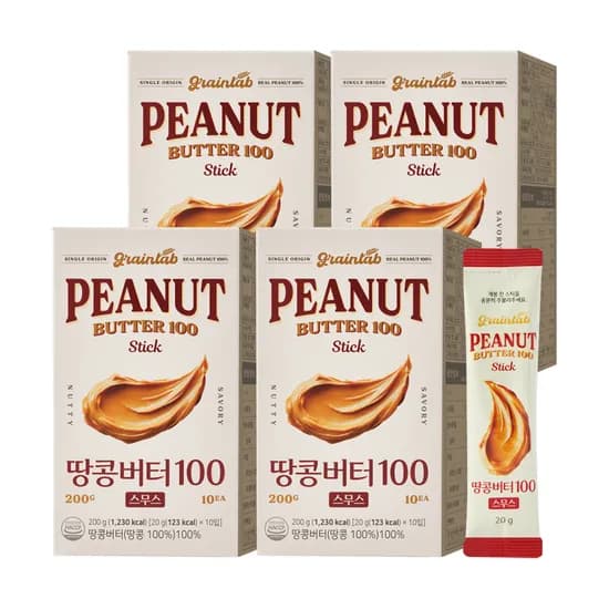 그레인랩 땅콩버터100 스무스 20g 10포 4박스
