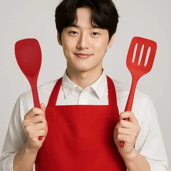 코맨 실리콘 볶음주걱 + 뒤집개, 레드, 2개