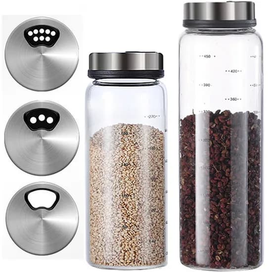 리빙스토리 3단조절 내열유리 양념통세트, 500ml, 2개