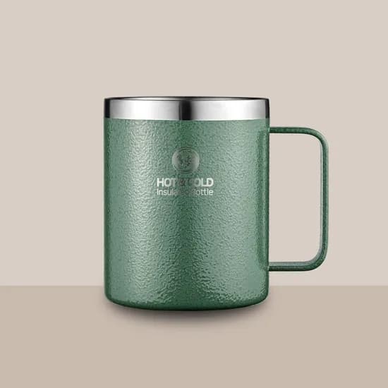 리벤스 스텐 보온보냉 손잡이 머그컵, 그린, 400ml, 1개