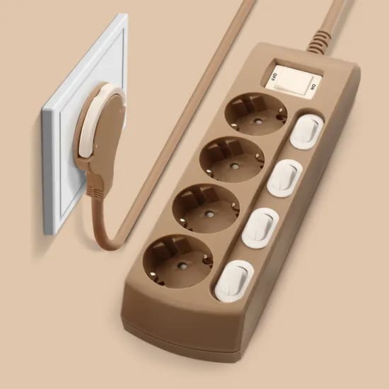 비맥스 납작 멀티콘센트, 3500W, 과부하차단, 개별스위치, 4구, 샌드베이지, 1.5m, 1개