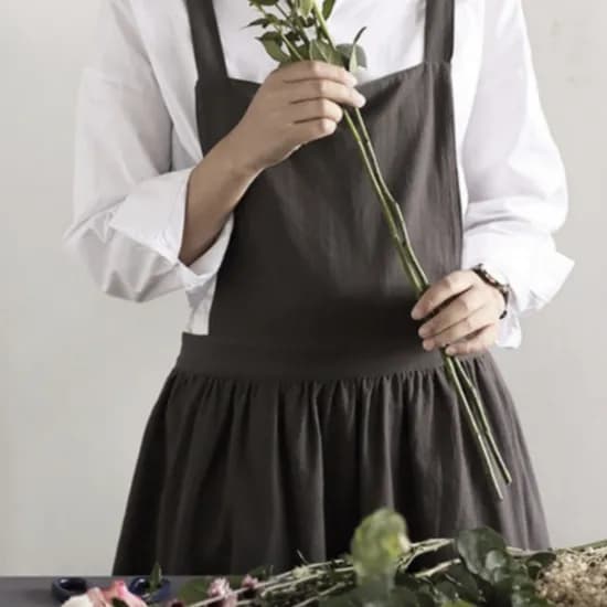 다용도 앞치마 린넨 코튼 혼방 프릴 디테일 원피스형 1개