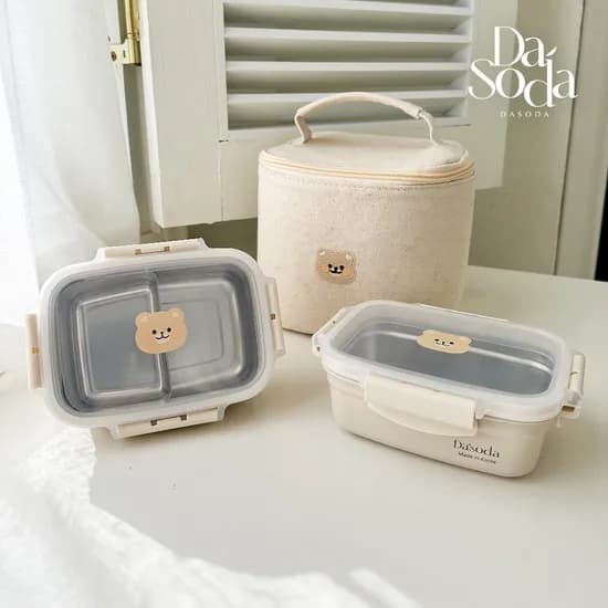 다소다 베어스텐 도시락세트, 500ml 도시락 용기, 2개 + 이동 분리용기, 1개 + 보온 보냉백, 1개