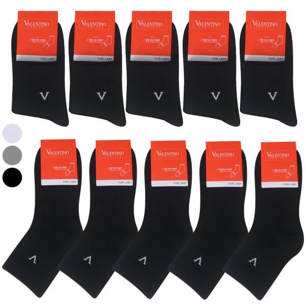 발렌티노크리스티 무봉제 V 여성용 중목 양말 블랙 10켤레 13,900원