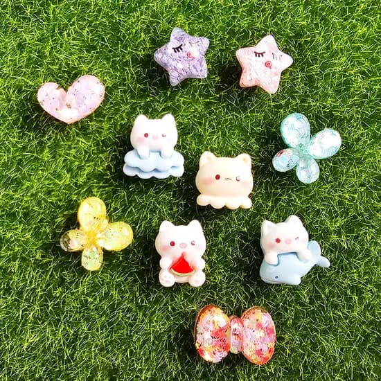 크록스장식 반짝파츠 썸머고양이, 연블루, 10개, 1개