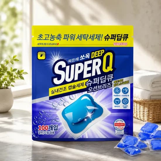슈퍼딥큐 실내건조 캡슐세제 오션브리즈향 8g 100개입 1개