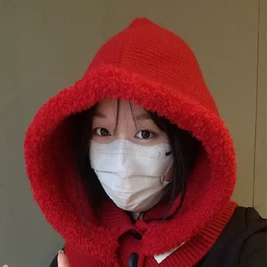 빅사이즈 단추 바라클라바 레드