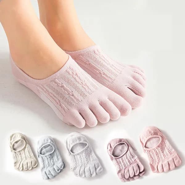 여성 꽈베기 발가락 덧신 연색혼합 프리 5켤레