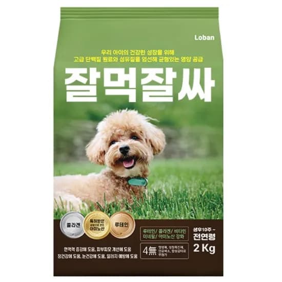 잘먹잘싸 강아지 사료, 2kg, 1개