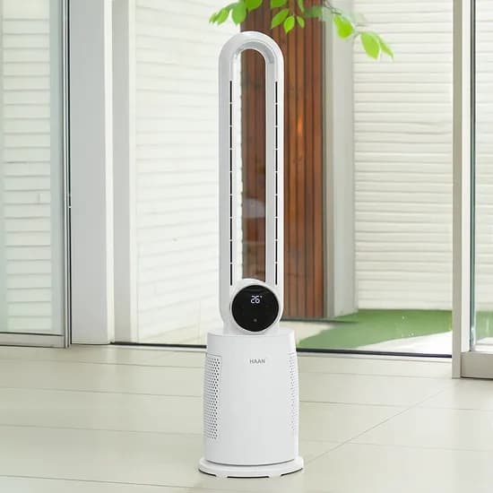한경희 BLDC 날개없는 타워형 무드등 리모컨 선풍기, HAAN-NF1100, 30W, 화이트, 1개