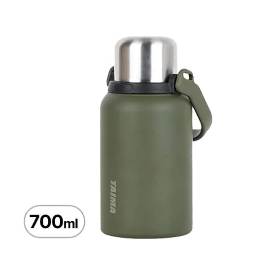 타이마 보온보냉 핸들 보온병, 카키, 700ml, 1개