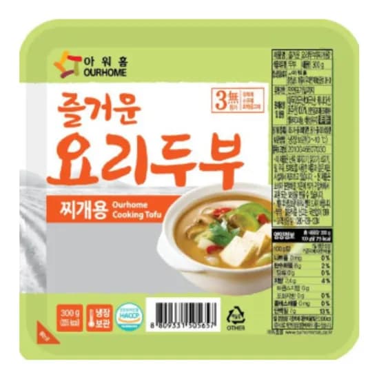 아워홈 즐거운 요리두부 찌개용 300g 10개