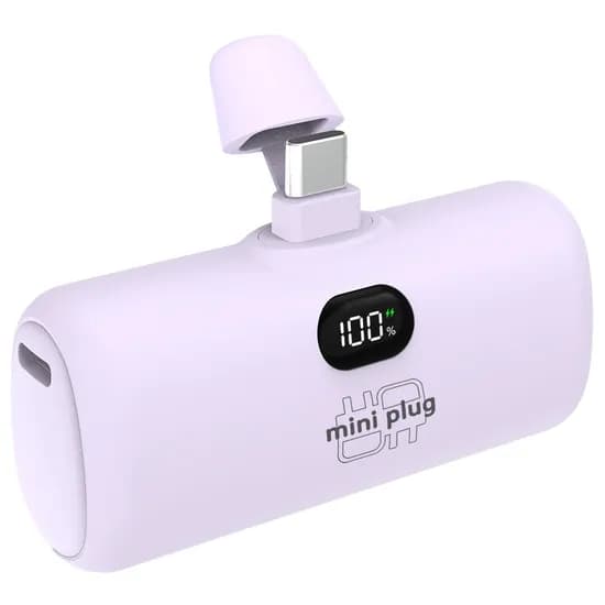 미니플러그 도킹형 미니 보조배터리 EB612, 5000mAh, C타입, 퍼플, 1개