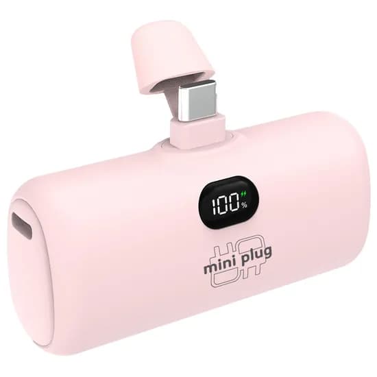 미니플러그 도킹형 미니 보조배터리 EB612, 5000mAh, C타입, 핑크, 1개