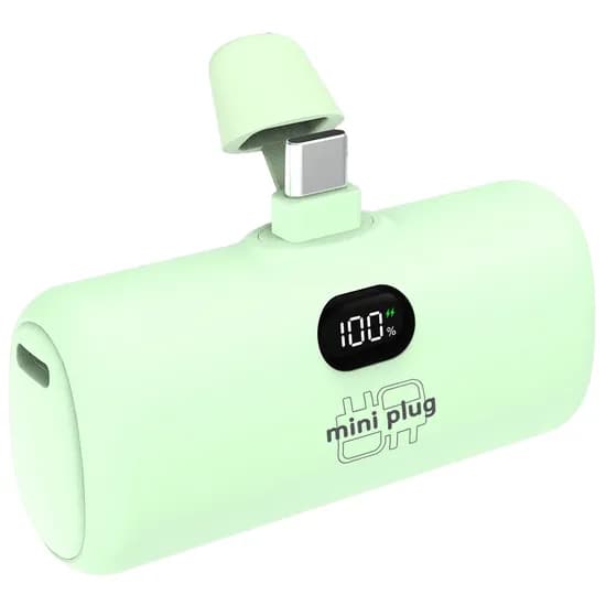 미니플러그 도킹형 미니 보조배터리 EB612, 5000mAh, C타입, 그린, 1개