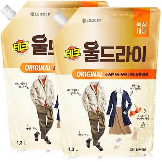 LG생활건강 테크 울드라이 리필 오리지널 1.3L 2개