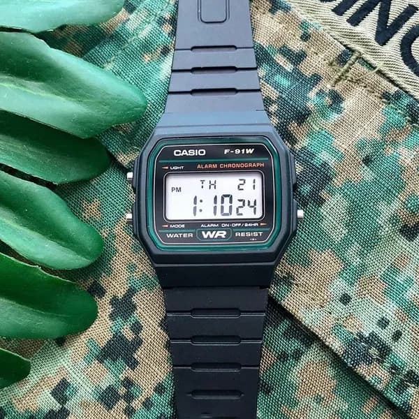 카시오 우레탄 전자시계 F91 그린