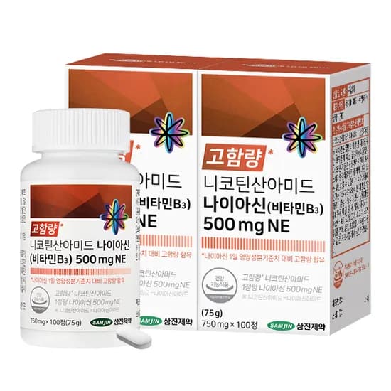 삼진제약 니코틴산아미드 나이아신 비타민B3 500mg NE 100정 2개