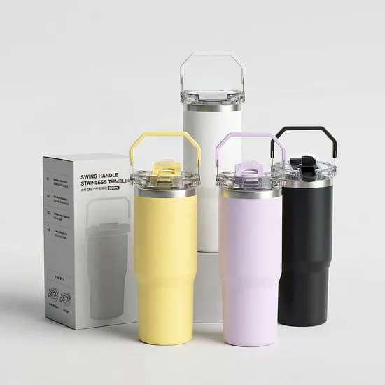 가쯔 스윙 핸들 스텐 텀블러, 퍼플, 900ml, 1개