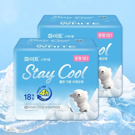 화이트 스테이쿨 중형 18개입 2팩 9,900원