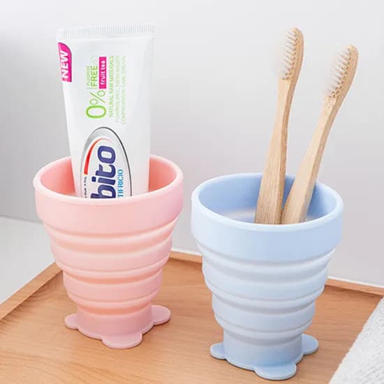 시아코리아 휴대용 접이식 실리콘 컵 미니컵, 퍼플, 1개