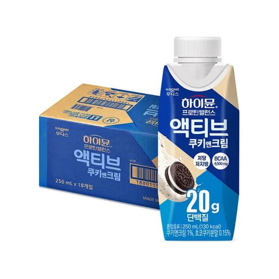 일동후디스 하이뮨 프로틴 밸런스 액티브 쿠키앤크림, 250ml, 18개