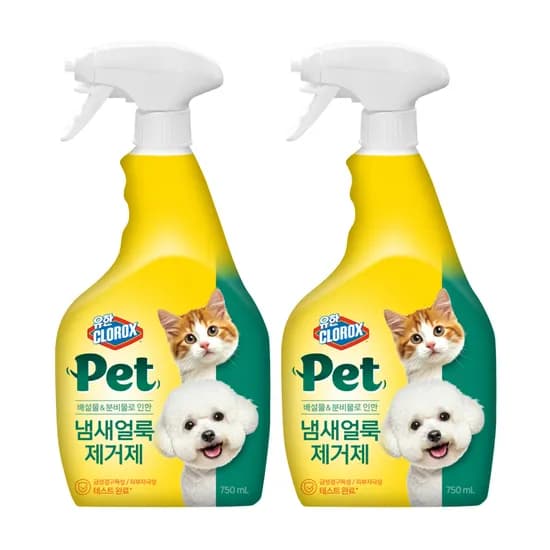 유한크로락스펫 냄새얼룩제거제, 750ml, 2개
