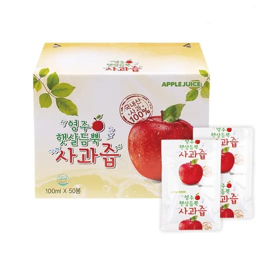 영주 햇살듬뿍 사과즙 100ml 50개