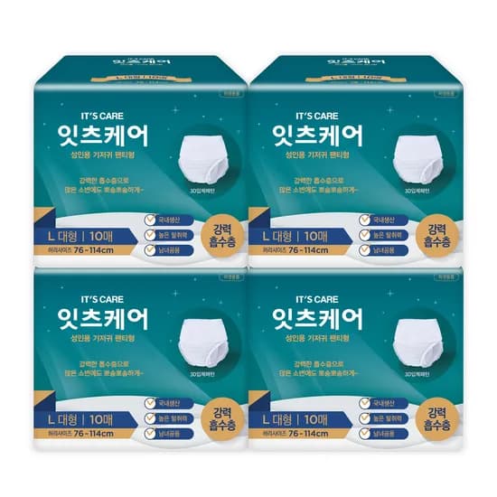 잇츠케어 성인용 기저귀 팬티형 대형 10매입 4개 30,890원