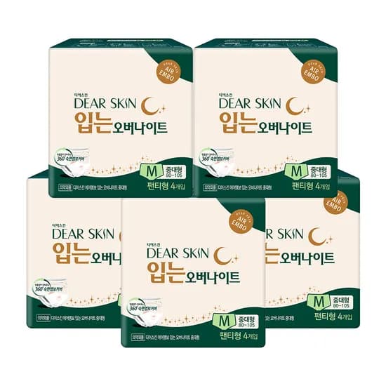 디어스킨 입는 오버나이트, 중대형, 4매입, 5팩